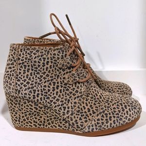 Toms Shoes | Toms Leopard Print Desert Wedge Bootie Size 6 | Poshmark